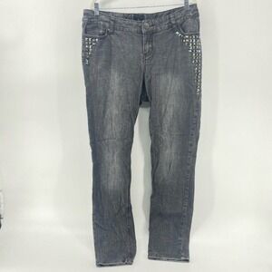 Z Cavaricci Gray Wash Studded Embellished Denim Jeans Grunge Punk MetalSize‎ 16